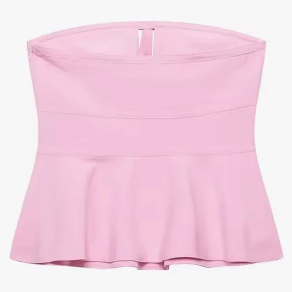 NWT Zara Strapless Pink Bow Top - Picture 3 of 12